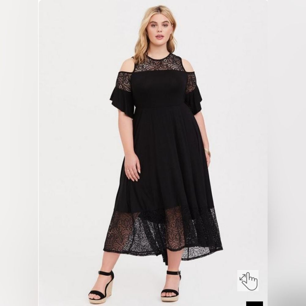 Torrid Midi Jersey Cold Shoulder Dress - Size 2X - Picture 2 of 5